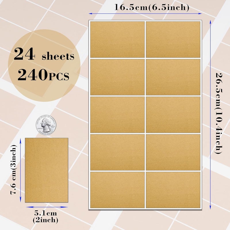 YSHIHE 3 x 2 Inch Kraft Label Stickers,240 Pack Rectangle Inventory Color Coding Stickers Permanent Adhesive Labels for Moving Boxes and Organizer Identification - Image 2